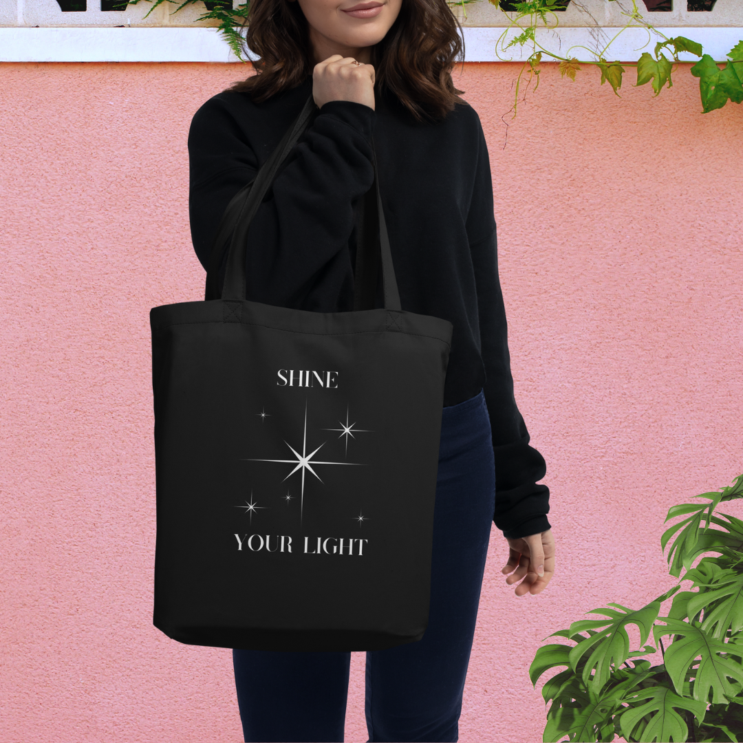 Shine Your Light Black Eco Tote Bag