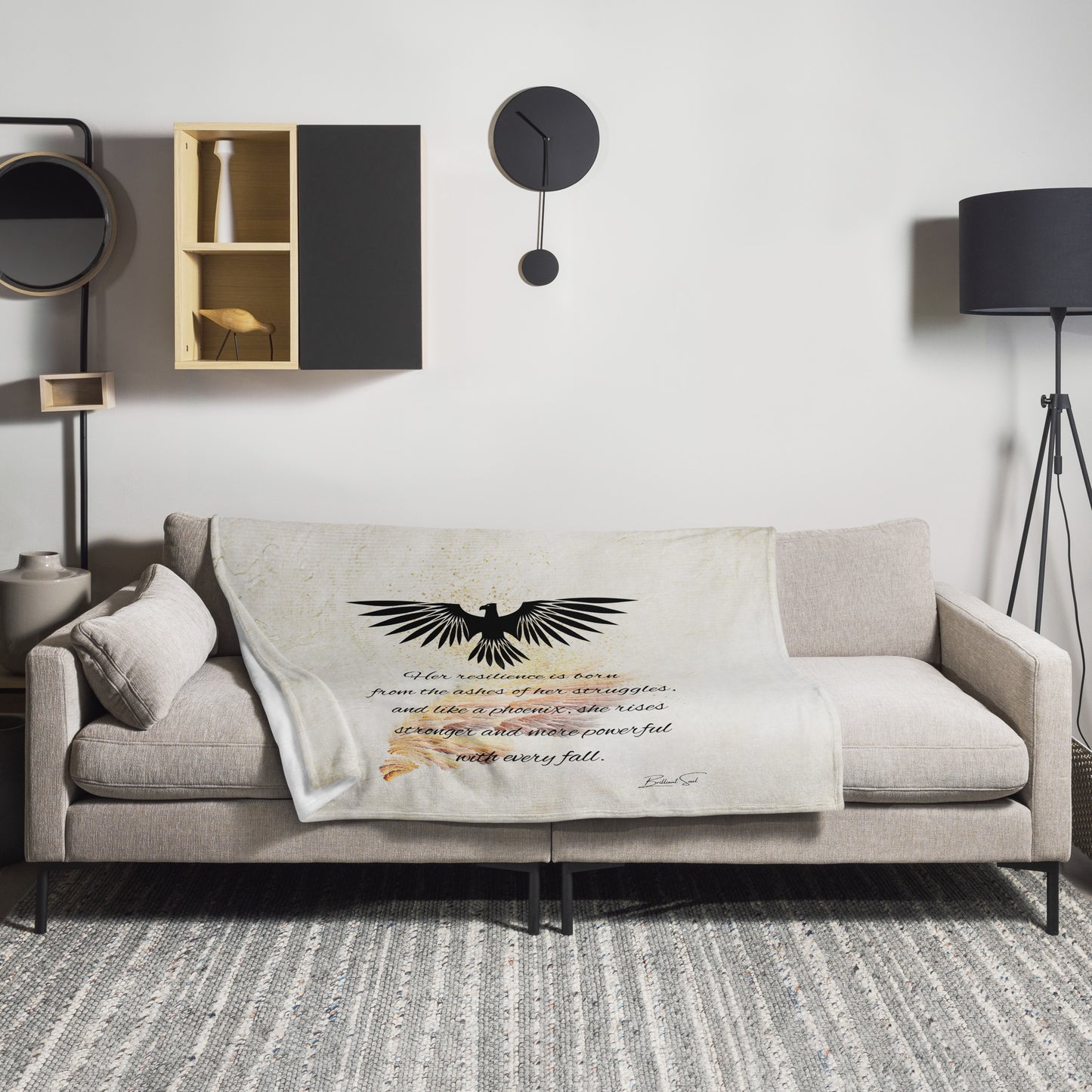The Phoenix She Rises Throw Blanket