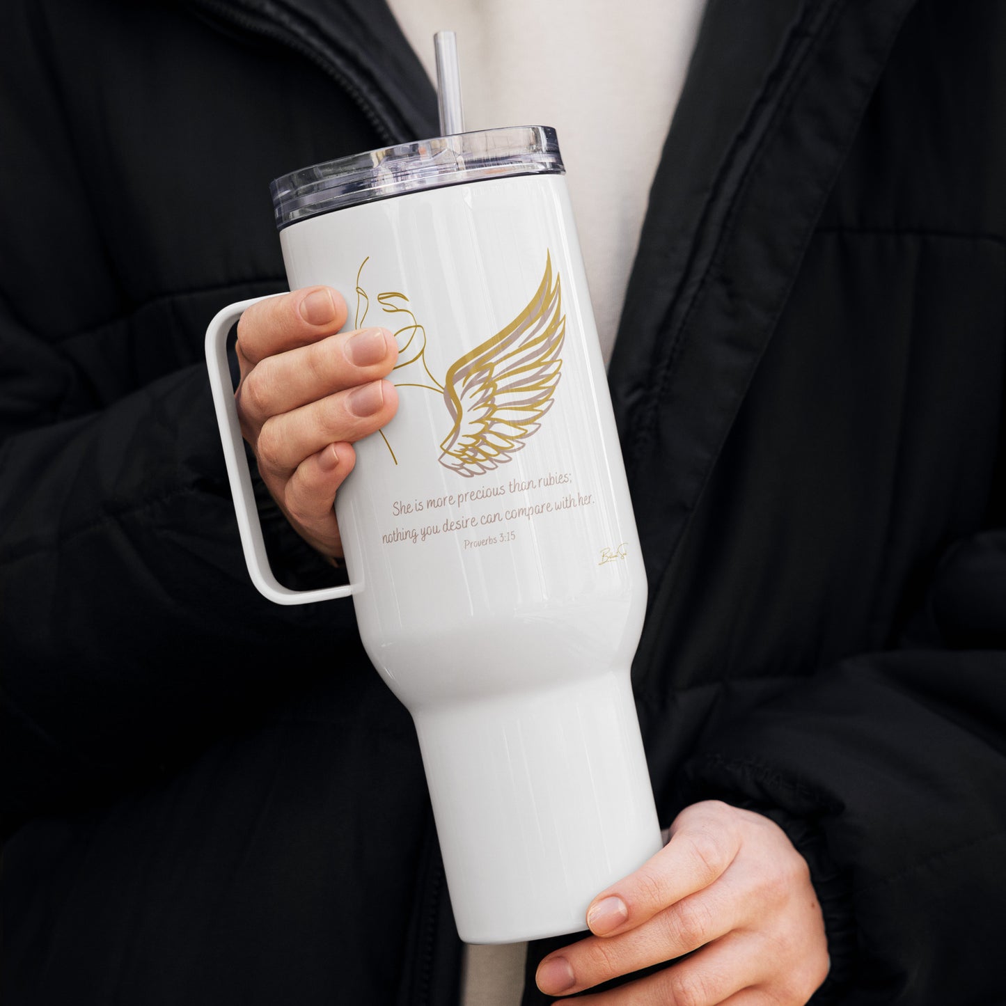Proverbs 3:15 Angel 40oz Travel Tumbler