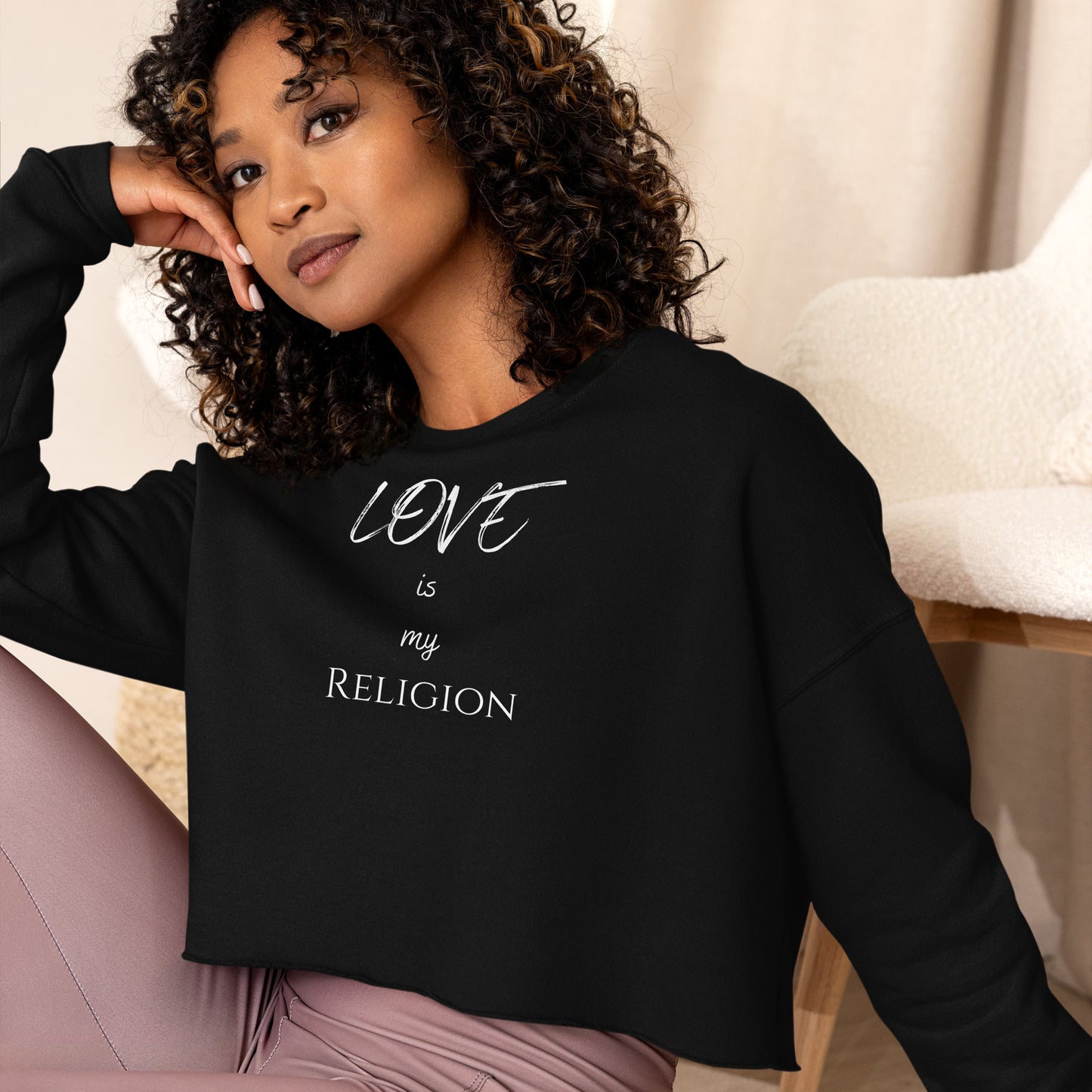 Love Is My Religion Crop Sweatshirt