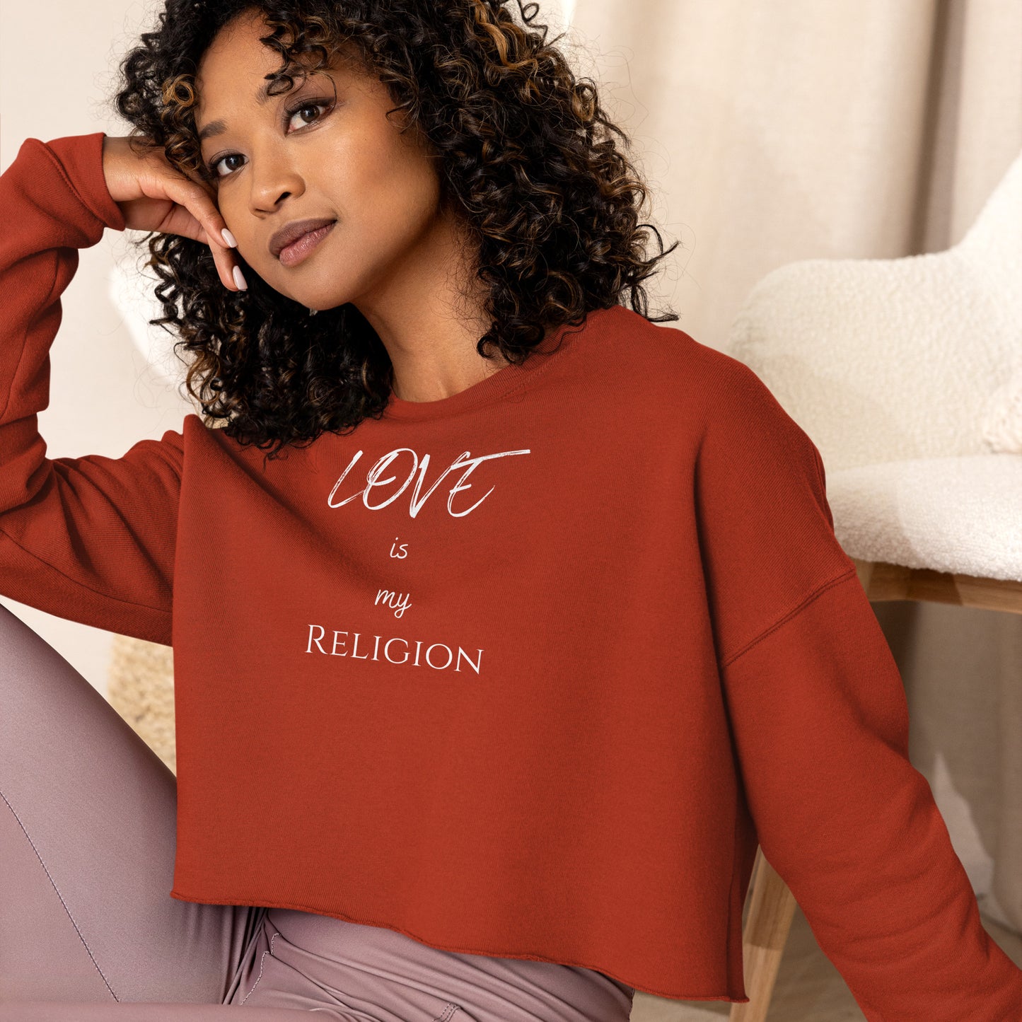 Love Is My Religion Crop Sweatshirt