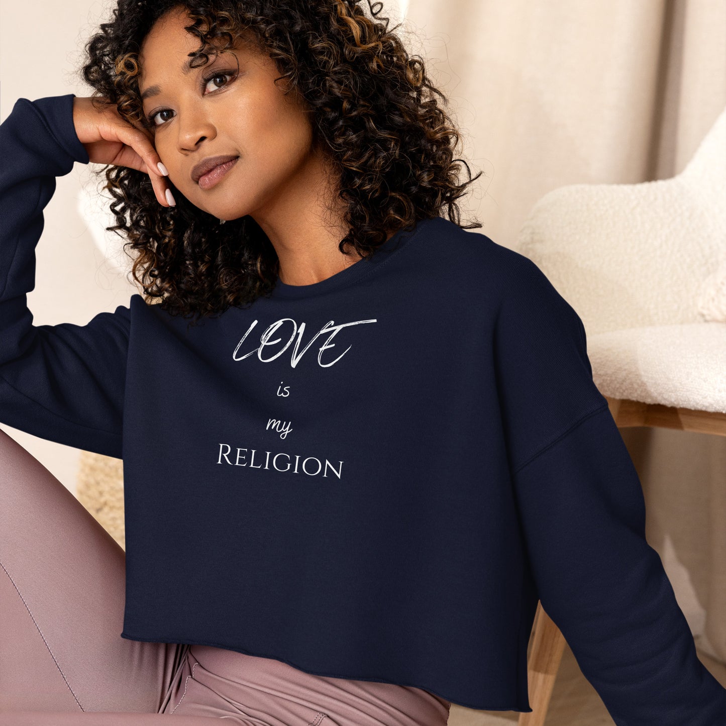 Love Is My Religion Crop Sweatshirt