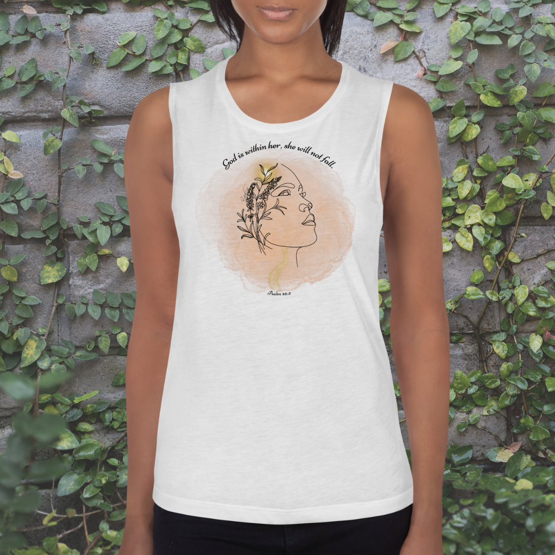 Psalm 46:5 God Is Within Her White Sleeveless Tank Top