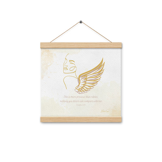 Proverbs 3:15 Angel Wood Hanger Poster