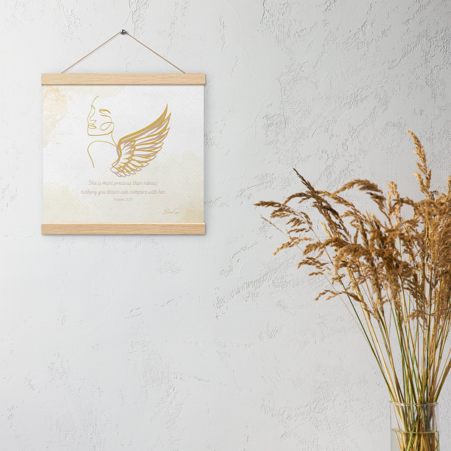 Proverbs 3:15 Angel Wood Hanger Poster