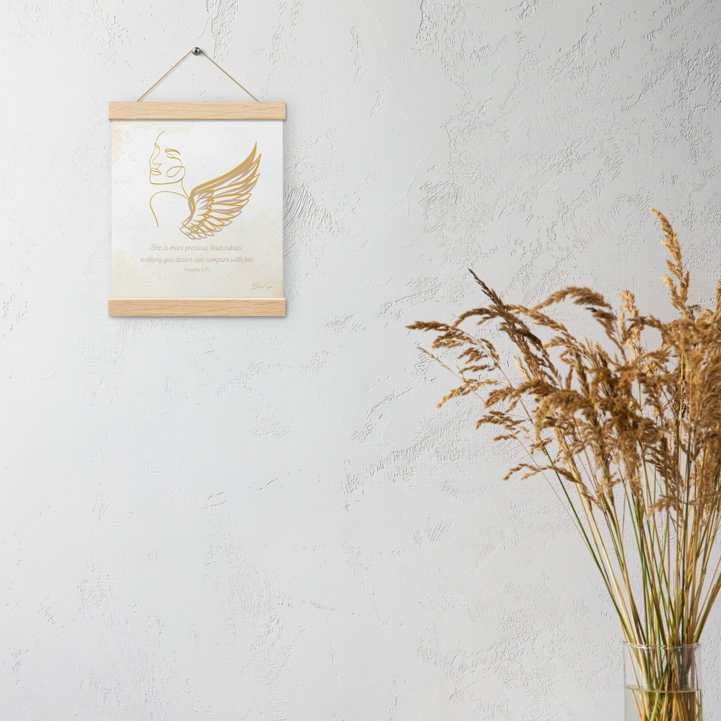 Proverbs 3:15 Angel Wood Hanger Poster