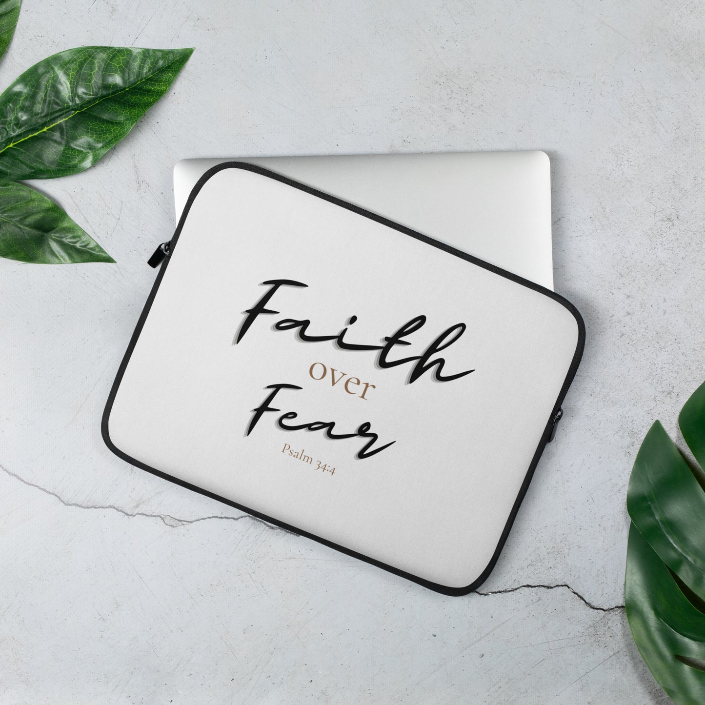 Psalm 34:4 Faith Over Fear Laptop Sleeve