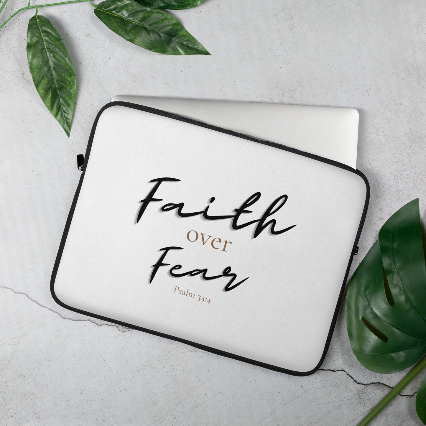 Psalm 34:4 Faith Over Fear Laptop Sleeve