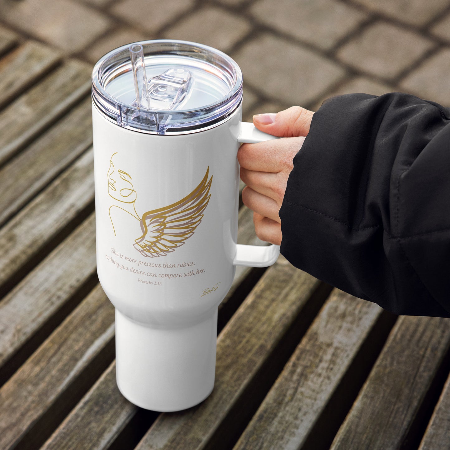 Proverbs 3:15 Angel 40oz Travel Tumbler