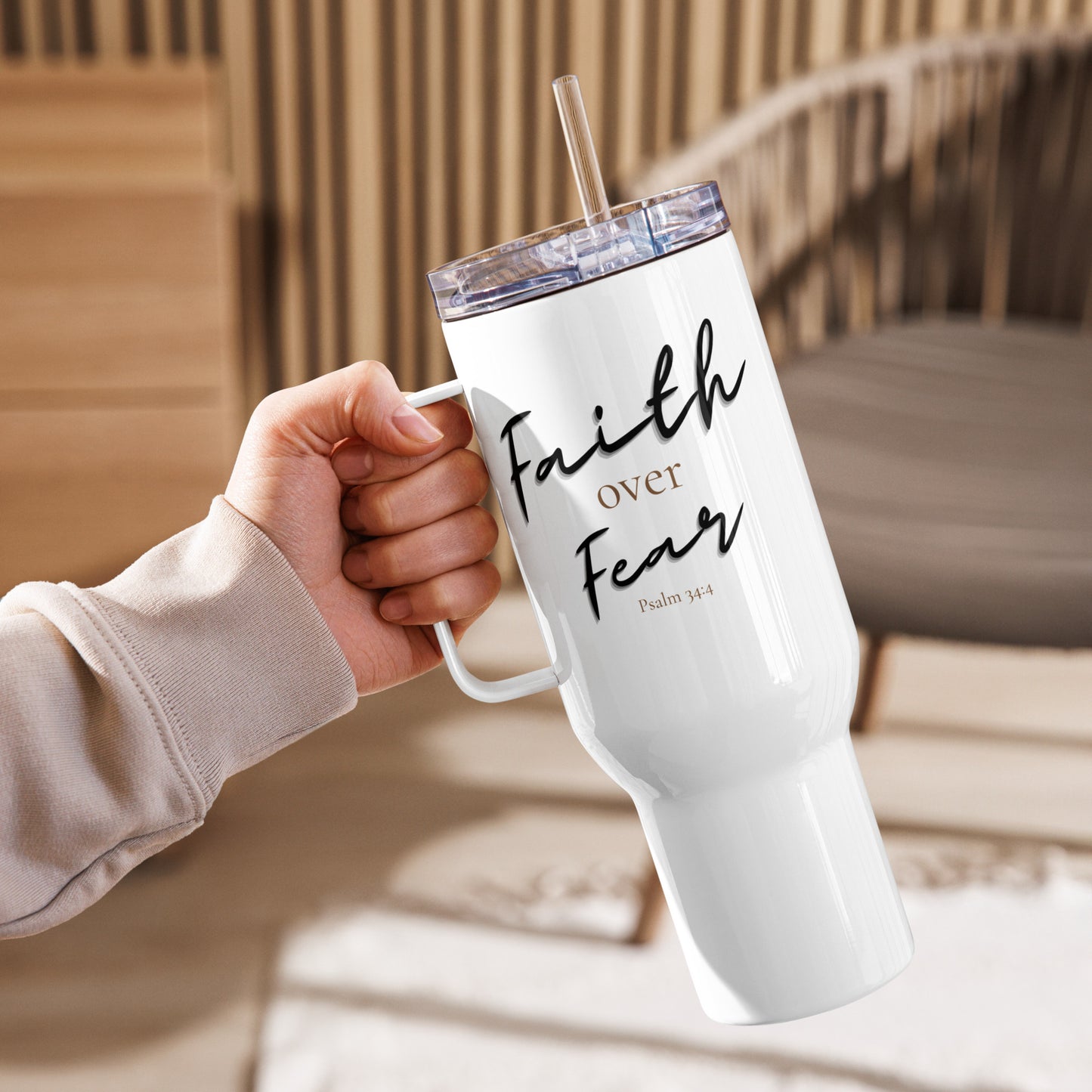 Psalm 34:4 Faith Over Fear 40oz Travel Tumbler